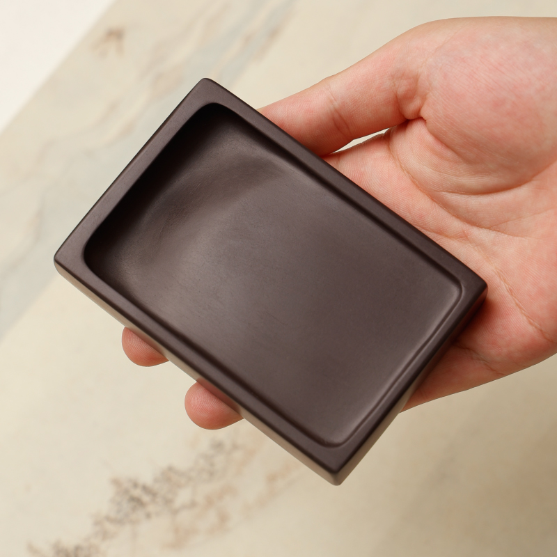 肇庆端砚 带盖子4寸/5/6.5寸方形端砚原石砚台 初学者学生练习墨