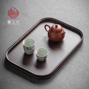 全竹茶托盘茶奉餐厅收纳盘家用茶具水杯茶盘上菜盘子 馨玉坊日式