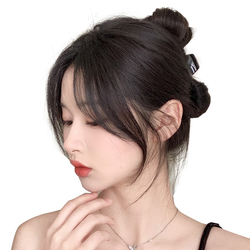 八字刘海假发片女自然前额全真发中分头顶两侧遮发际线鬓角假刘海