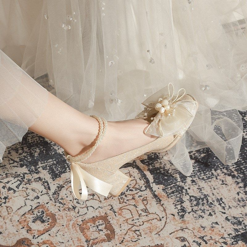 C501-10方头粗跟高跟鞋2024大码婚鞋婚宴新娘鞋单鞋浅口百搭40-43,女鞋,其他拖鞋,淘宝优惠券,粉丝福利购,淘宝优惠卷