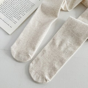 紧致显瘦不加绒连裤袜女竖条纹燕麦白袜裤连脚春秋中厚纯色打底袜