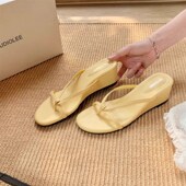 跟高6cm 法式 夹趾仙女风外穿细带坡跟凉拖鞋 葡萄妈夹脚拖鞋 夏季