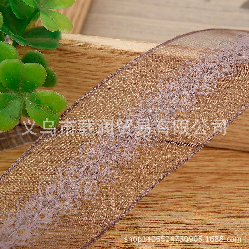 织带蕾丝花纹雪纱带手工发饰diy材料包装服装礼帽鱼线丝带