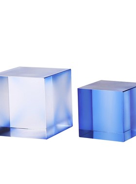 渐变蓝色水晶魔方方体家居软装摆件书挡