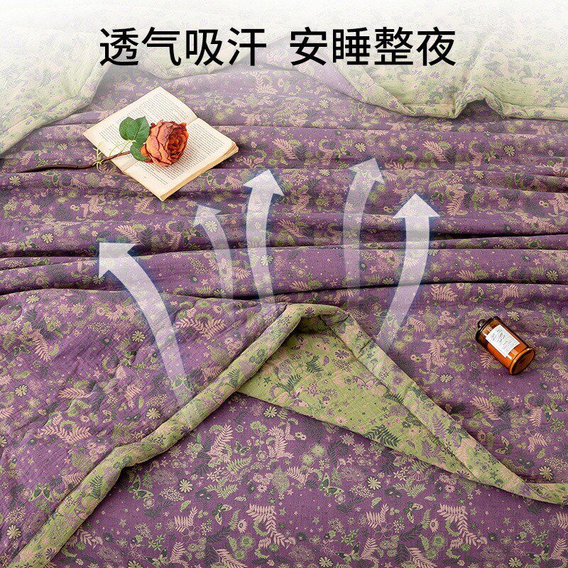 全棉双层纱夏凉被空调被芯100A类母婴级夏季双人薄被子可机洗