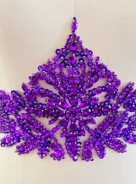 T17#手工红色/白色/绿色/蓝色水钻贴花缝纫珠石花边蕾丝补丁配饰