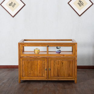 实木珠宝展示柜中式仿古榆木首饰玉器陈列柜货柜精品展柜玻璃柜台