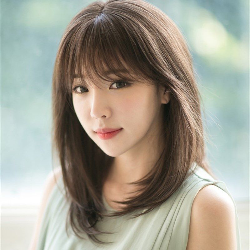 韩国空气b刘海假发女短发梨花头中分中长长直发自然逼真大头皮假