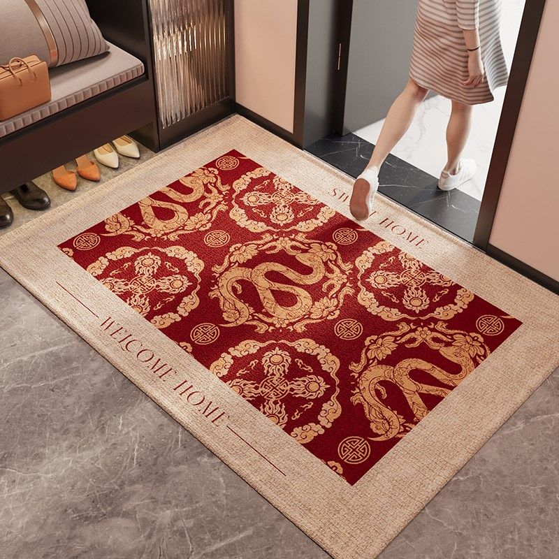 入户门垫新年红色蛇年玄关防滑地垫喜庆进门脚垫耐脏除尘耐磨地毯,居家布艺,入户地垫,淘宝优惠券,粉丝福利购,淘宝优惠卷