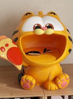 轻奢现代加菲猫周边入户门鞋柜钥匙收纳托盘软装饰品玄关摆件