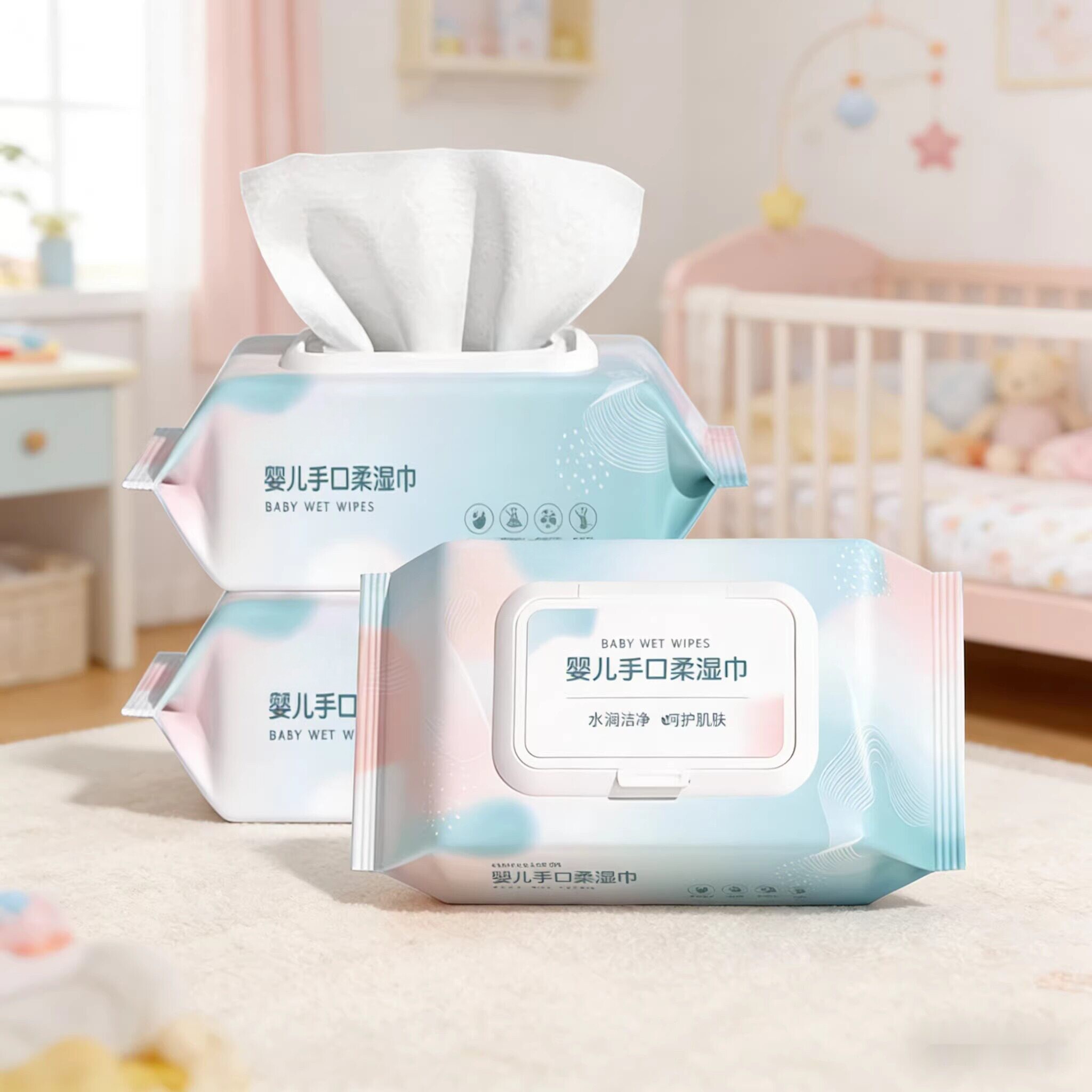 柔软带盖大包手口专用温和湿巾