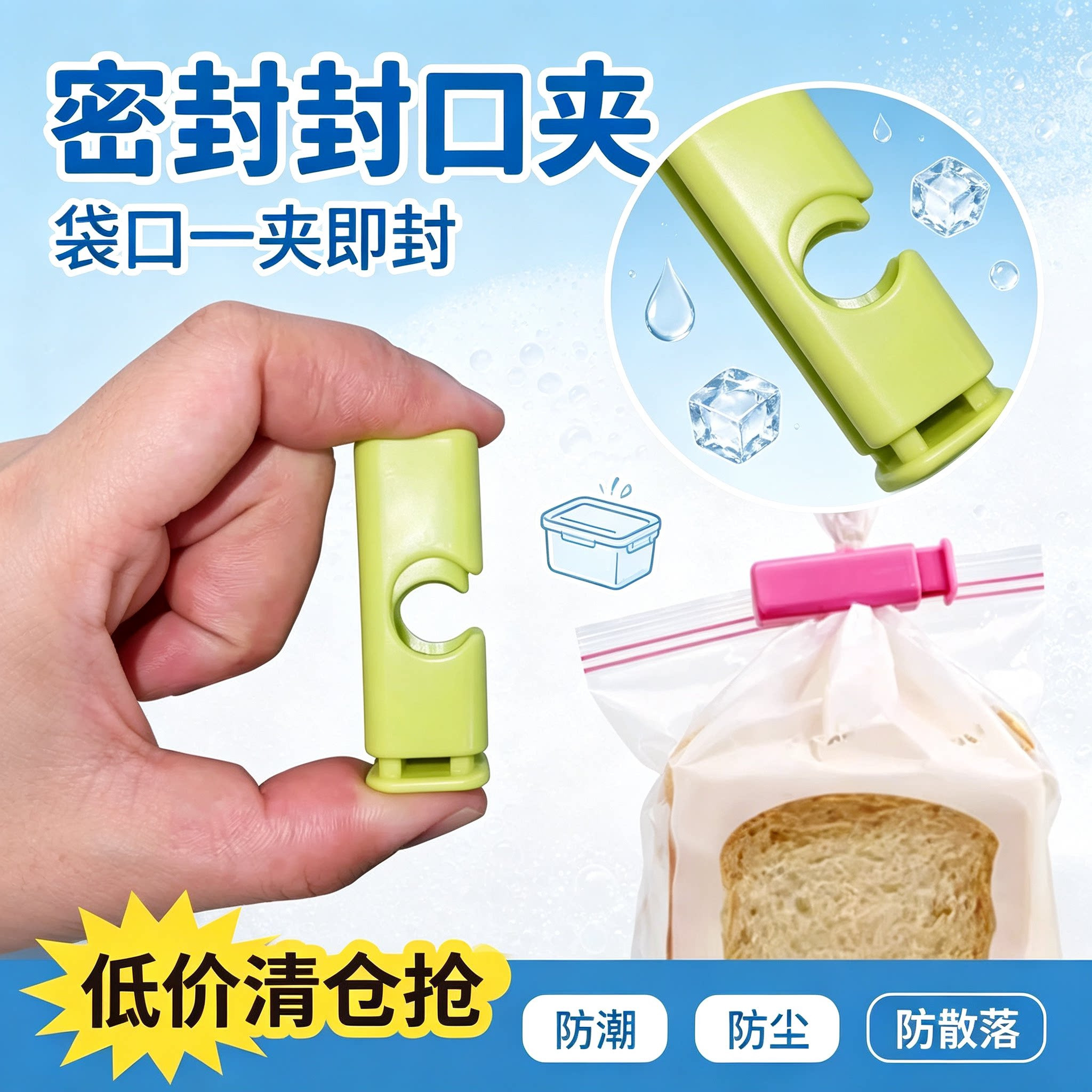 零食袋夹子面包袋夹防潮保鲜夹弹簧封口夹奶粉袋密封夹防尘防虫