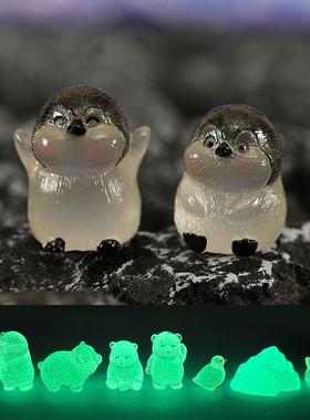 夜光可爱企鹅北极熊海鸥小动物 南极冰山冰川模型微缩冬天DIY小摆