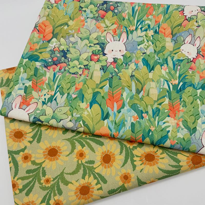 春天气息印花布桌布布艺加密棉麻布料装饰茶几布长方形餐桌布diy