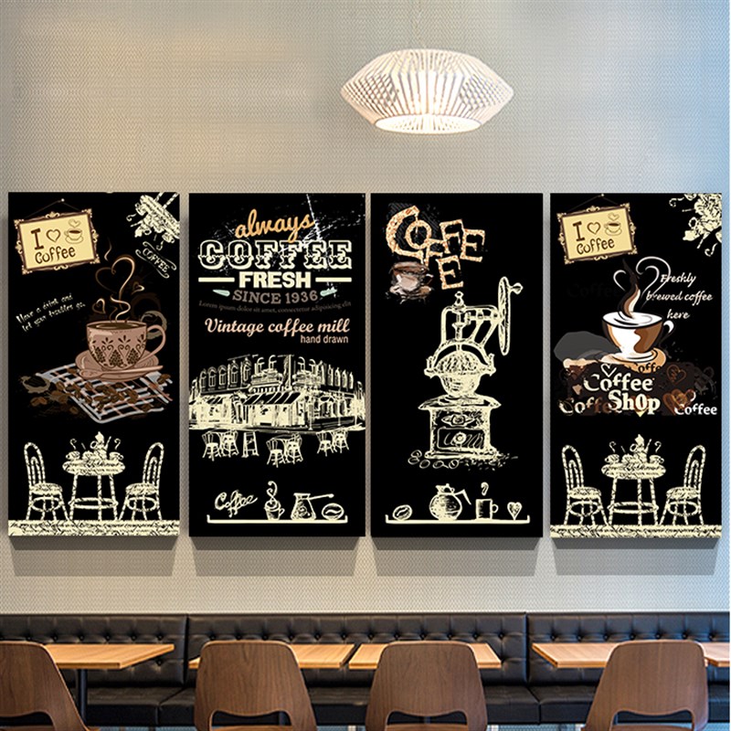 新款抽象图案美式工业风挂画咖啡厅奶茶店黑板画工艺画墙壁装饰