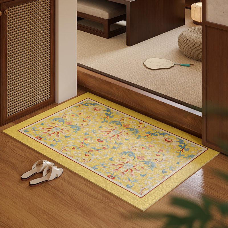 玉黛春新中式入户门口免洗皮革地垫进门门垫防滑脚垫地毯可定制
