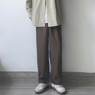 WHICHONE 日系秋季基础款垂感宽松直筒阔腿西裤长裤