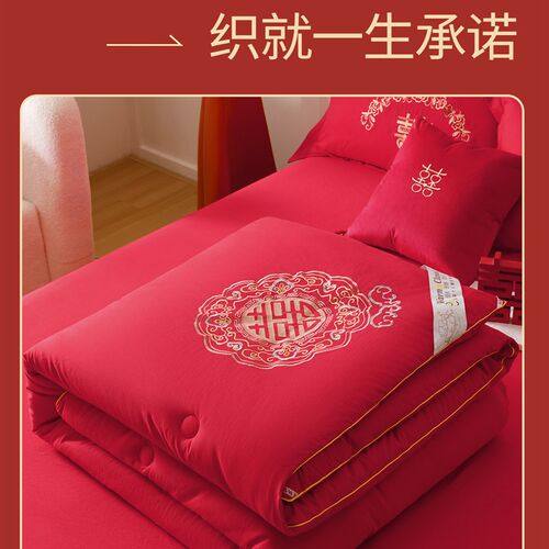 结婚喜被大豆纤维被子o冬被新婚房红色陪嫁四季被婚庆加厚保暖被