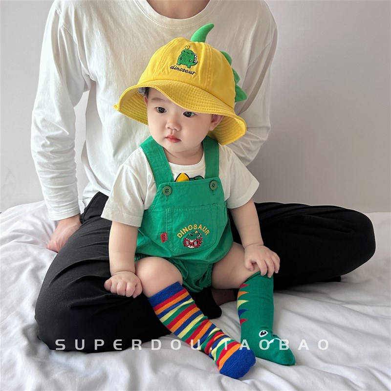 婴儿夏季外出服宝宝夏装超萌可爱动物造型背带两件套洋气外出爬服