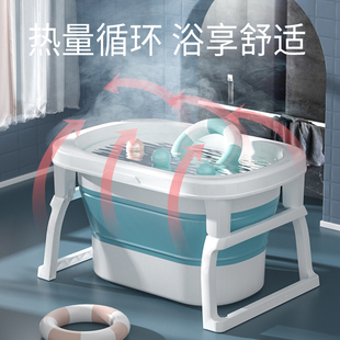 婴儿洗澡盆宝宝浴盆儿童折叠浴桶洗澡桶游泳桶家用可坐可躺泡澡桶