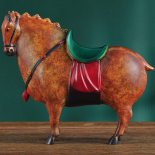 彩铜唐马摆件马到成功生肖马中式工艺品K家居客厅装饰品商务礼品