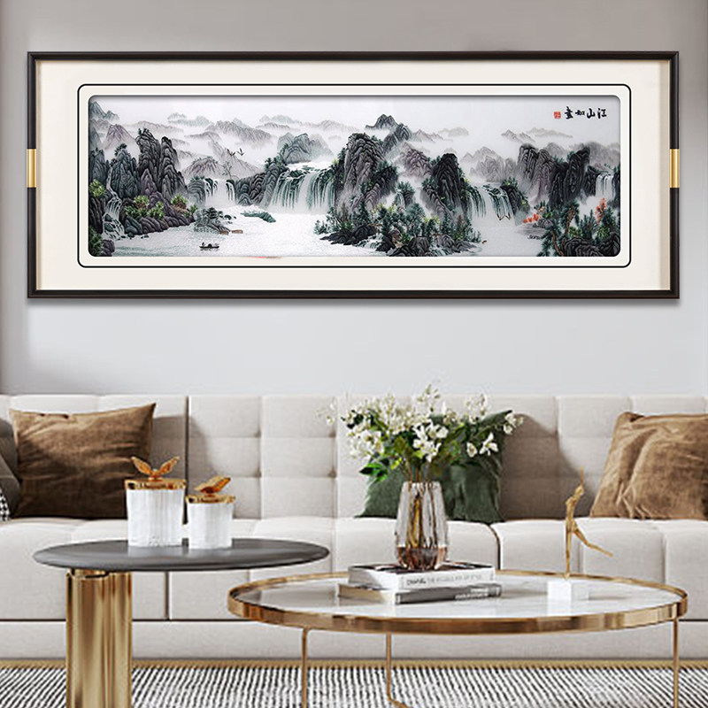 客厅挂画手工苏州刺绣成品新款鸿运当头壁画高端沙发背景墙装饰画