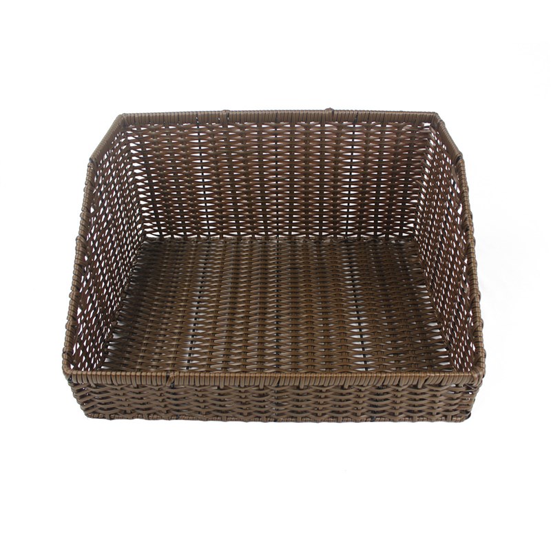 超市藤编货架篮美陈堆梯形藤编篮水果收纳框蔬菜陈列筐竹编收纳筐