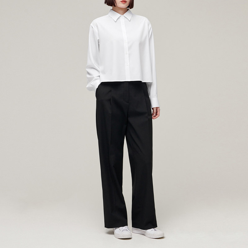 打底长袖衬衫短g款女港味减龄2025春装小个子显高显瘦别致内搭衬