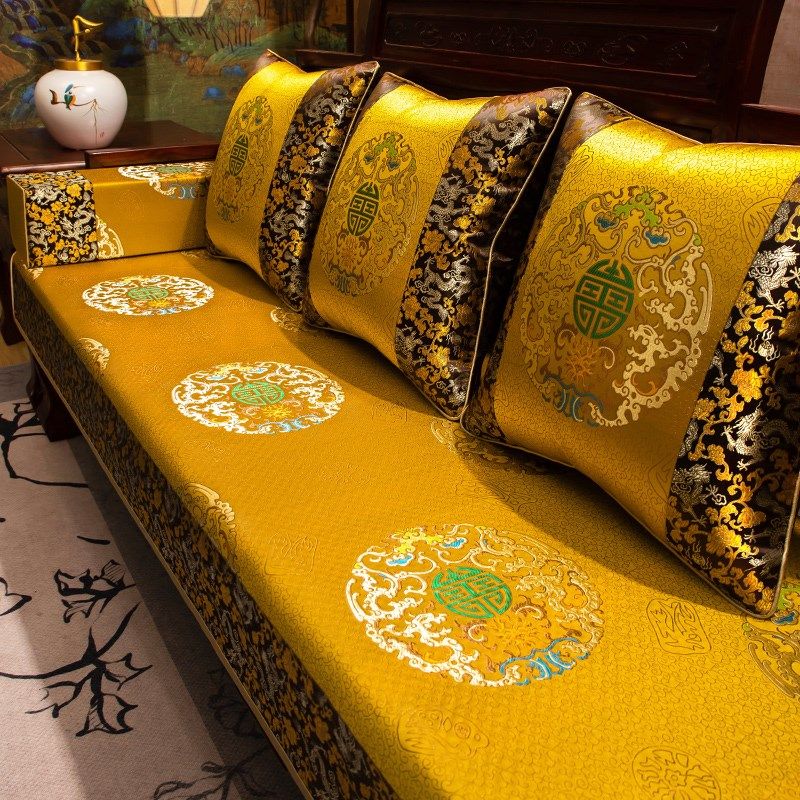 中式红木沙发坐垫套罩扶手巾靠背巾实木沙发垫罗汉床盖布定制