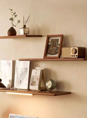 北美黑胡桃墙上置物架一字隔板定制实木置物架书架层板实木隔板