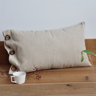 本原亚麻沙发抱枕套靠枕靠垫腰枕不含芯客厅办公室床头汽车家用