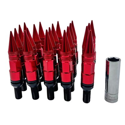 汽车改装7075铝制盖19.6铁螺杆 轮毂锻造带尖头螺栓螺母螺丝M14