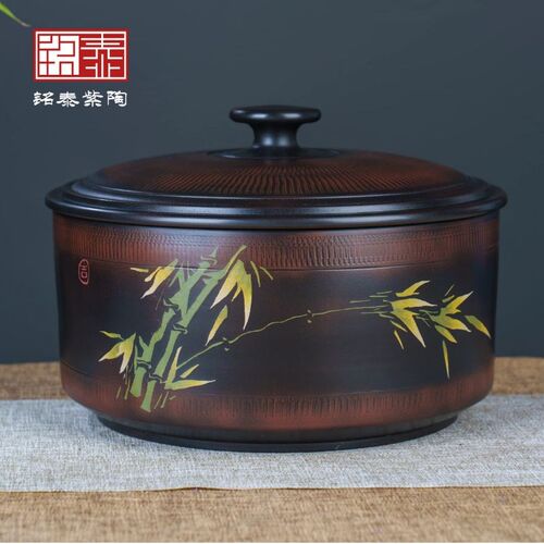 建水紫陶茶叶罐陶瓷家用密封罐防潮储存普洱茶饼散茶Y收纳高端精