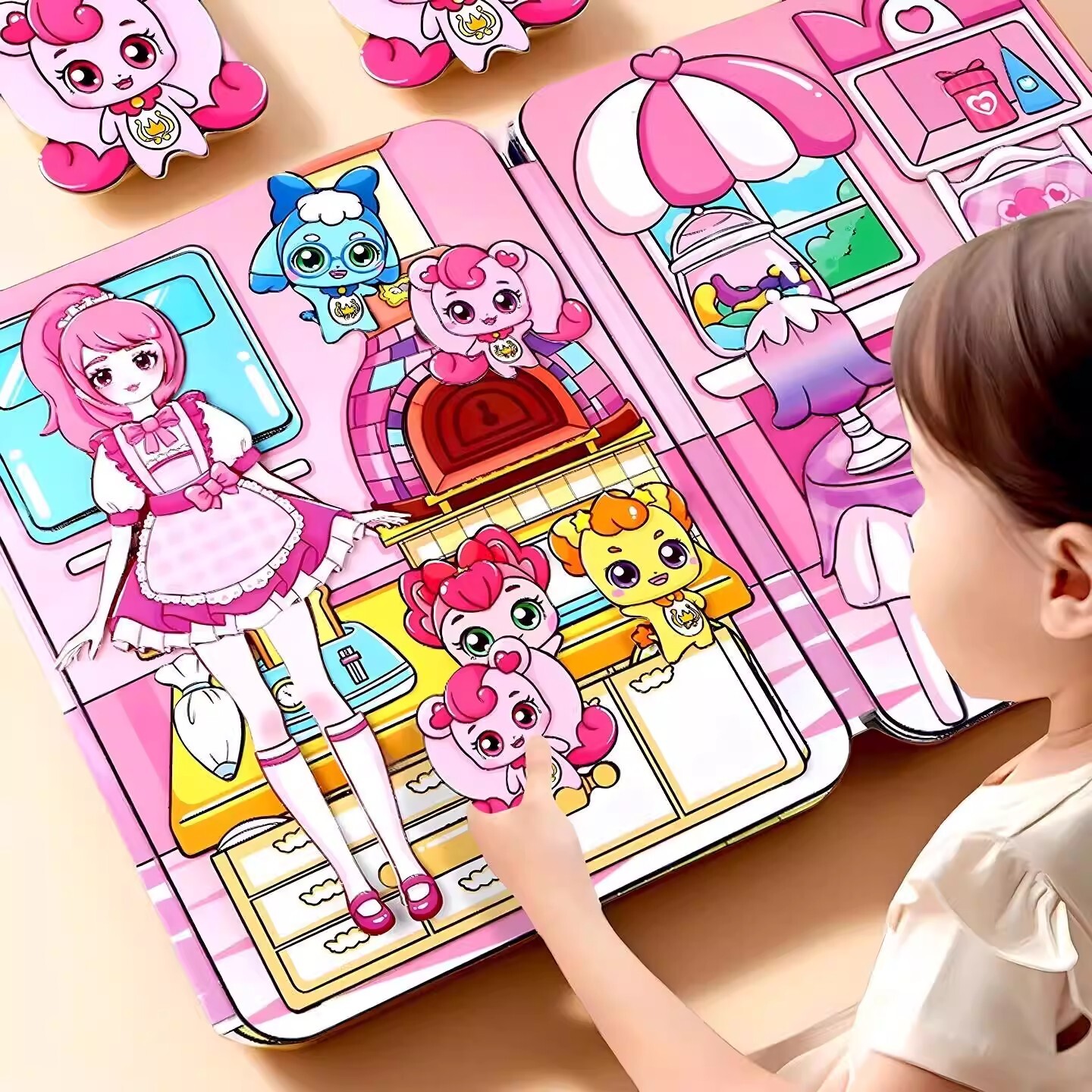 奇妙萌可磁力安静书儿童女孩公主换装贴纸画书0到3岁以上儿童玩具