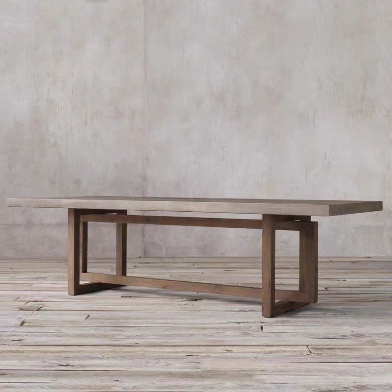 北欧复古实木办公桌仿水泥色会议桌个性创意洽谈桌大型长桌子书桌