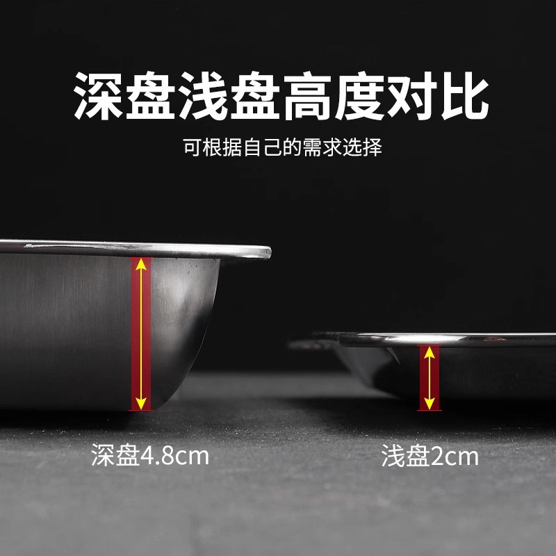 铁盆304不锈钢盆长方形份数盆带盖方盆分数盘快餐车餐盒果酱盆