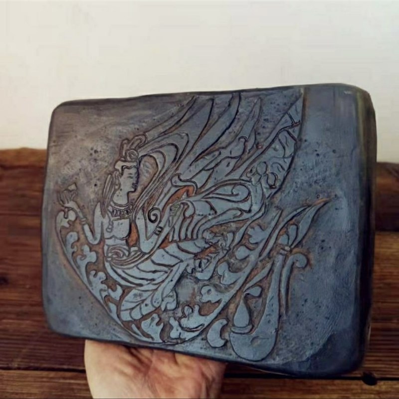 中式复古汉砖雕刻瓦当敦煌飞天画像砖非遗金石传拓研学拓片制作