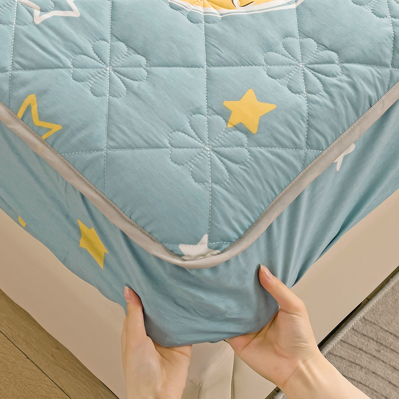 全棉床笠单件纯棉加厚夹棉防滑床罩四季通用全包床单卡通床垫套子