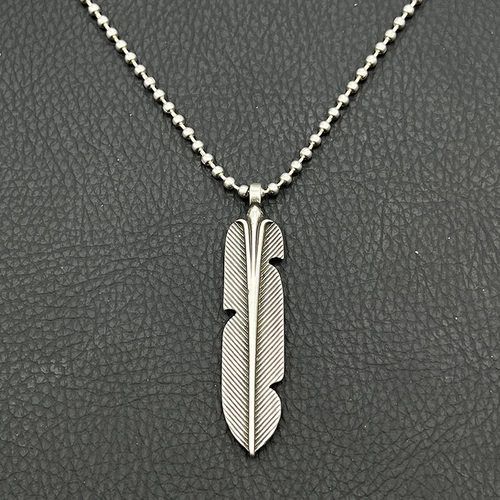 s925纯银克罗伈复古羽毛项链男女欧美嘻哈个性吊坠毛衣链经典款潮