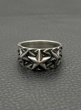 s925纯银克罗伈复古纳瓦霍三连星戒指男cody sanderson五角星指环