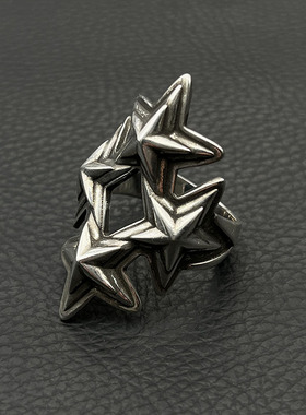 s925纯银克罗伈复古纳瓦霍四叠星戒指cody sanderson风格星星指环