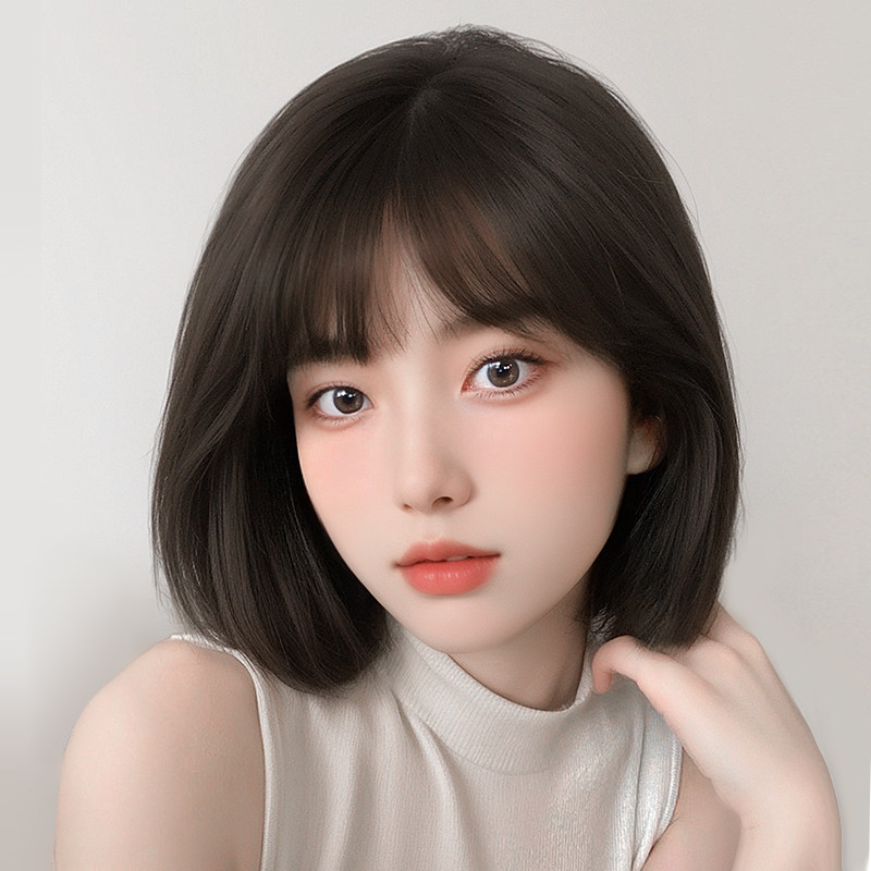 短发假发女自然无痕隐形全头套仿真发夏天日常减龄波波Z黑色假发