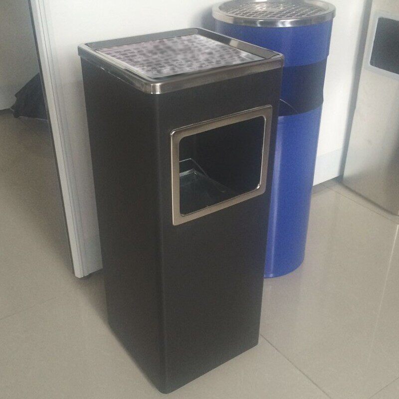 大号果皮箱室内不锈钢圆形酒店垃圾桶金属中号大堂立式方形垃圾筒