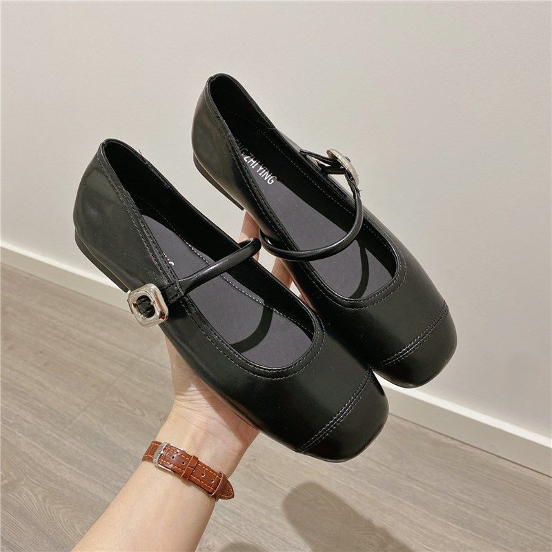 玛丽珍鞋浅口搭扣单鞋女2024春季新款韩版方头平底浅口软底豆豆鞋,女鞋,浅口单鞋,淘宝优惠券,粉丝福利购,淘宝优惠卷