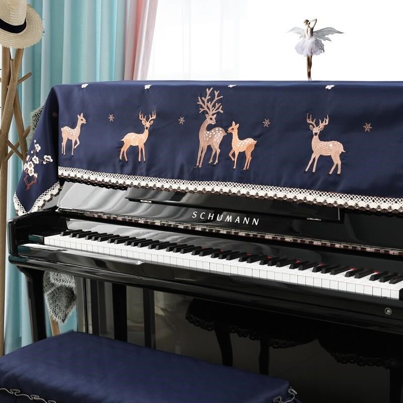 钢琴罩盖巾布艺防尘保护套古典提花绸缎电子智能钢琴Y披半罩钢琴