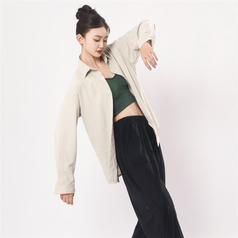 朵棠男女衬衫现代舞蹈训练服文艺长袖衬衫古典舞形体训练服装女