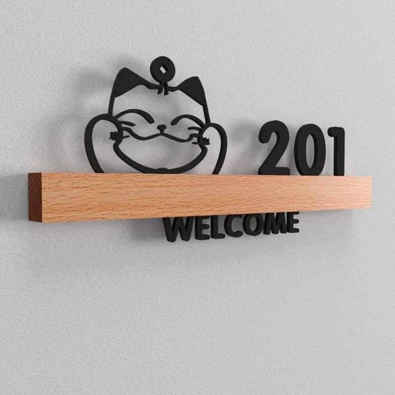 家用房胡桃木红指示宾馆实木指示牌挂牌定制门可爱木质房间民宿别