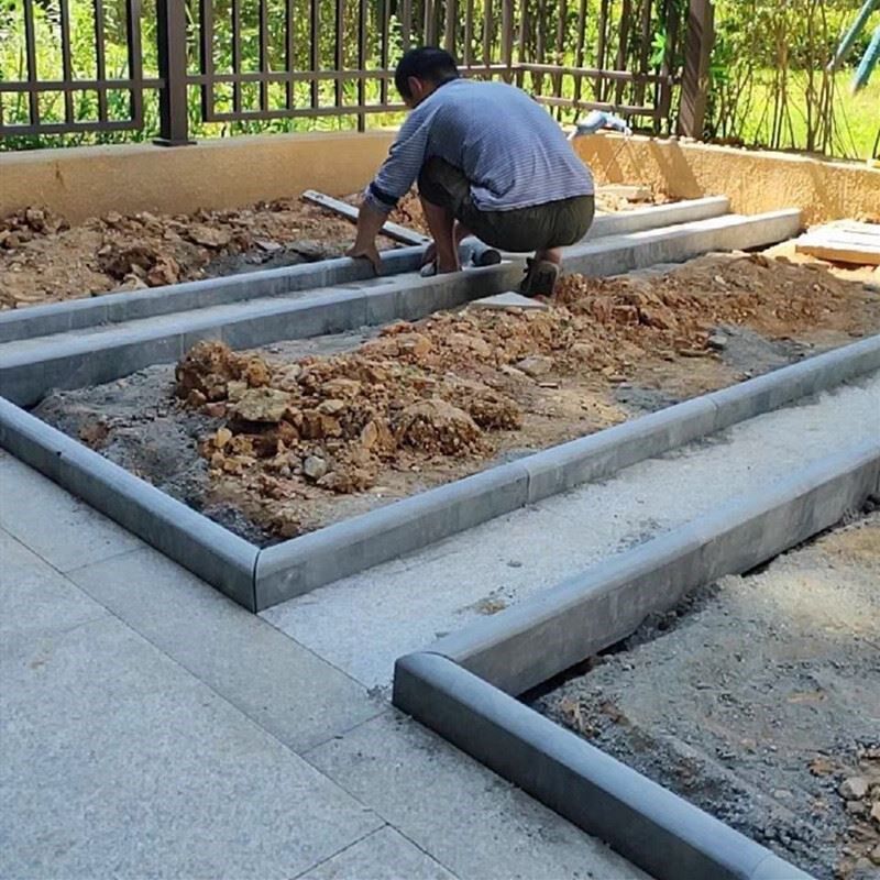 青石板路沿条g石花园庭院花坛菜园花池树围挡泥石围边石路牙肩侧