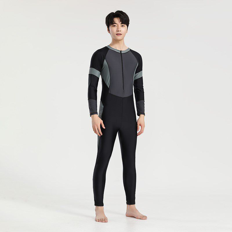 泳衣男连体长袖长k裤全身套装大码男士潜水服冲浪游泳水母衣防尴