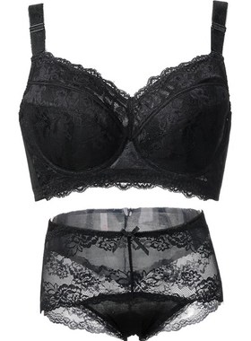 本命年内衣女套装红色大码文胸防走光薄款聚拢收副乳胖mm大罩杯罩